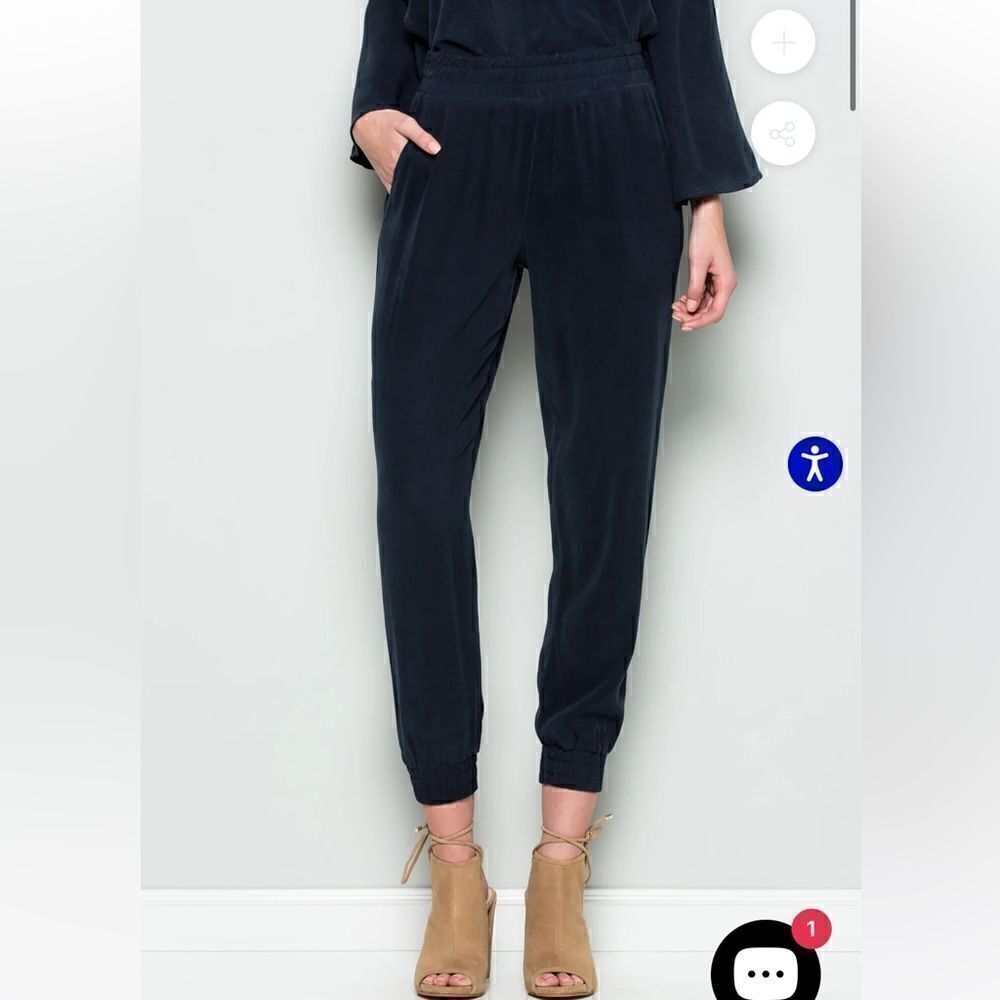Maven West XS Silky Wash Tencel/Rayon Blend Drawstring Jogger Pants Navy Blue